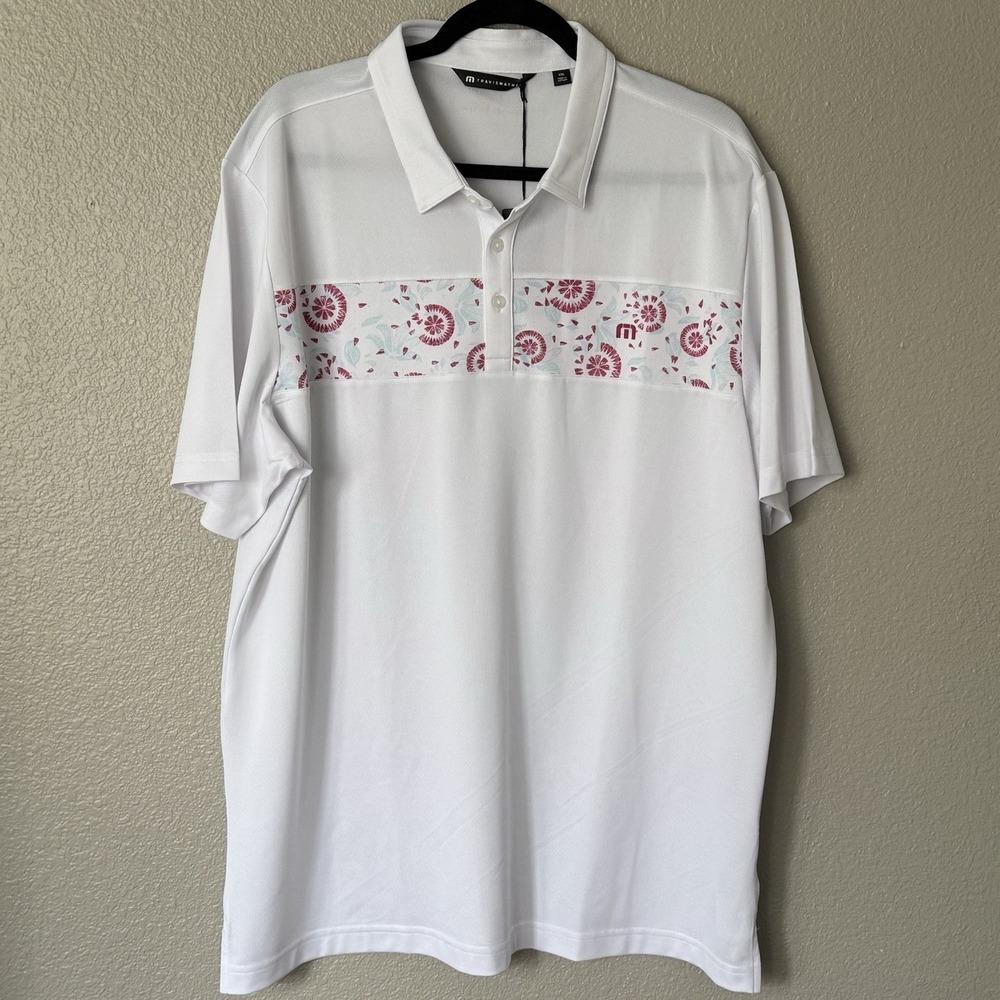 Travis‎ Mathew Good Good Flourish Polo ECO Collection NWT White Floral Size Med